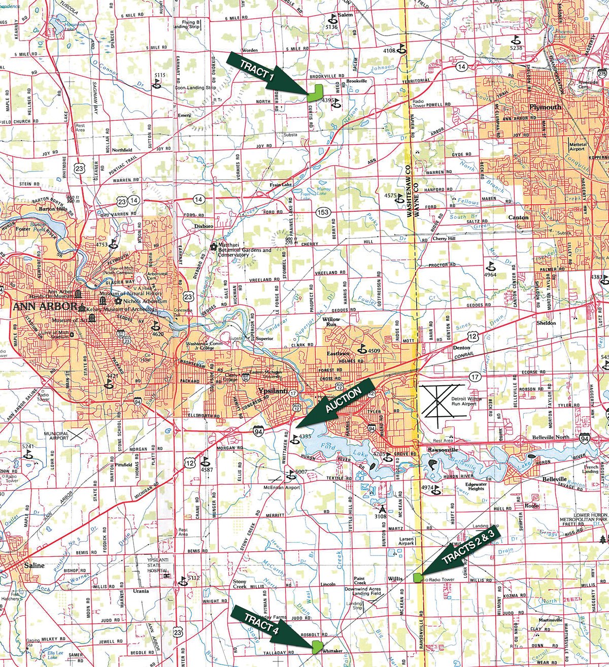 Area map - 703+/- Acres in 5 Tracts \ 615+/- Acres Timber and Hunting Land in Michigan's U.P.